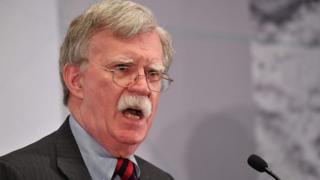 John Bolton yana magana ne a taron Majalisar Dinkin Duniya na nuna adawa da Iran a New York