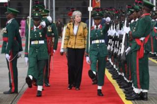 UK Prime Minister Theresa May arrived in Nigeria today for her second leg of her three day trip in Africa